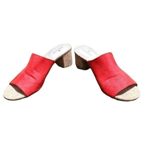 Bandolino Sandals Womens 8.5  BD7Seathra Slide On 2.5"‎ Cork Block Heel Coral - Picture 4 of 8